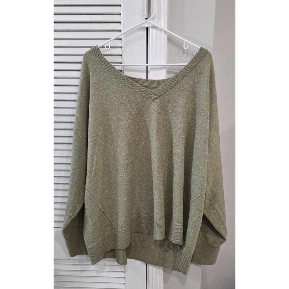 Lucky Brand Sweater Mens 2XL Green V Neck Tight Knit Pullover Casual Long Sleeve